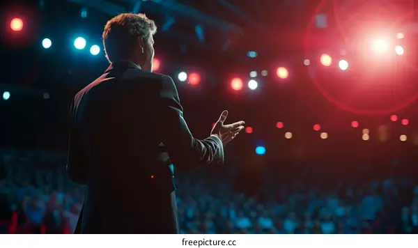 Businessman giving a speech during a conference