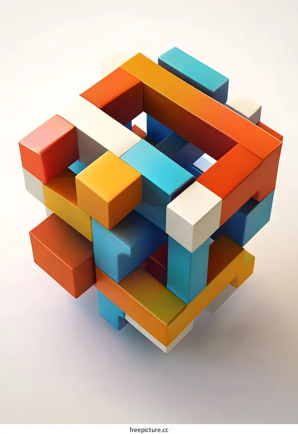 Abstract Colorful Block 3D Model