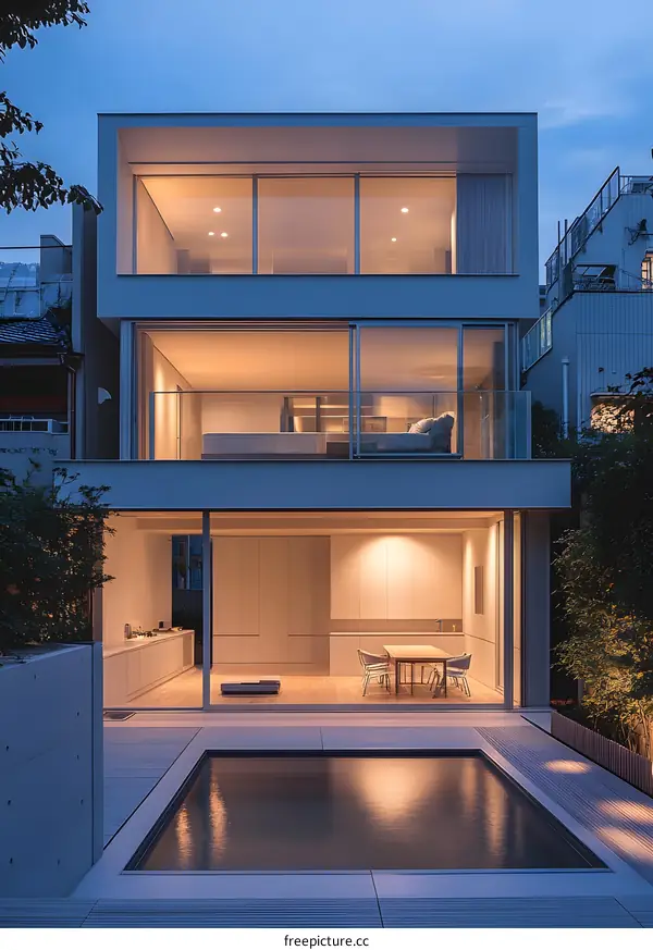 Modern House with Swimming Pool and Patio