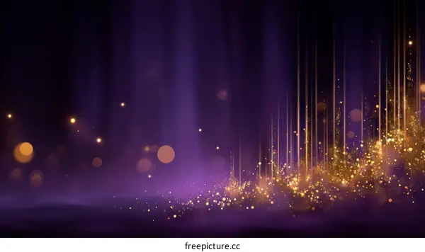 Abstract Purple Background with Golden Particles