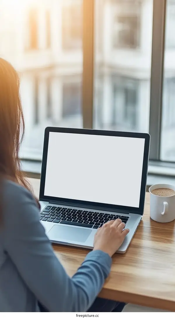 Woman Working on Laptop in Office Environment