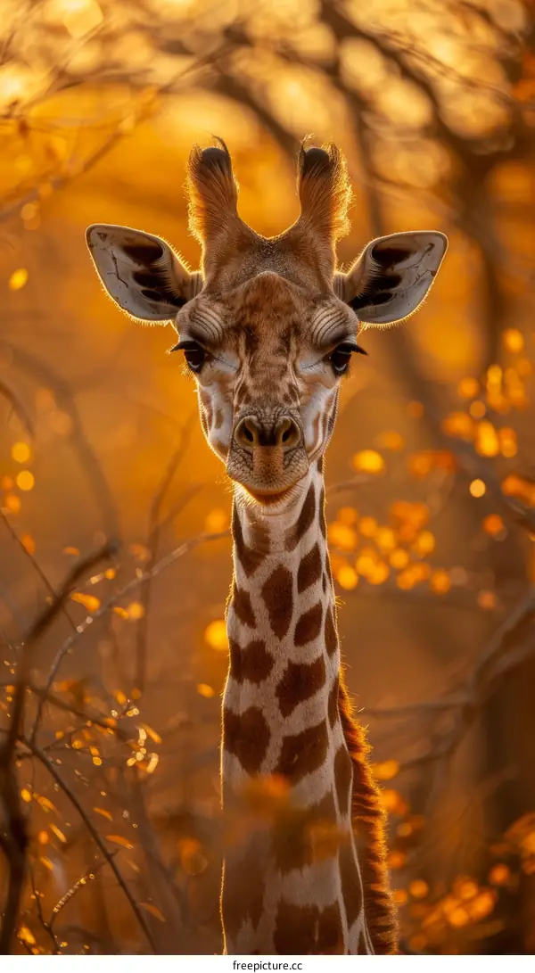 Striking Close-Up Portrait of a Giraffe in a Majestic African Savanna