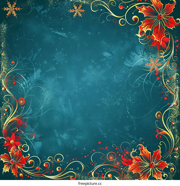 Christmas greeting card with blue-green background