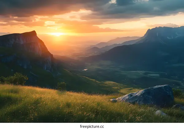 Golden Sunset Over Mountain Valley