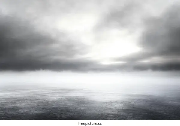 Misty Sea Under Gray Skies