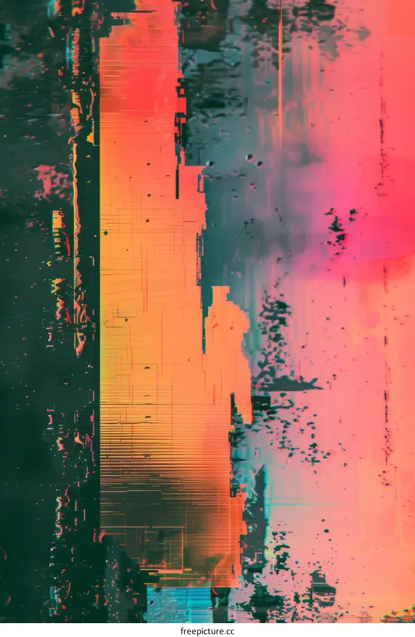 Glitched pink and blue background