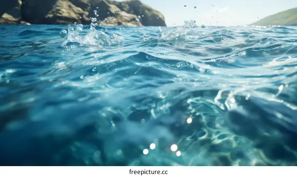 Underwater Ocean Sea Surface Water Splashing Closeup View