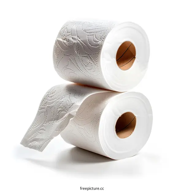 Two Rolls of Toilet Paper on a White Background