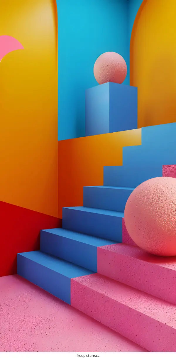 Abstract Colorful Geometric Shapes Minimalist Background