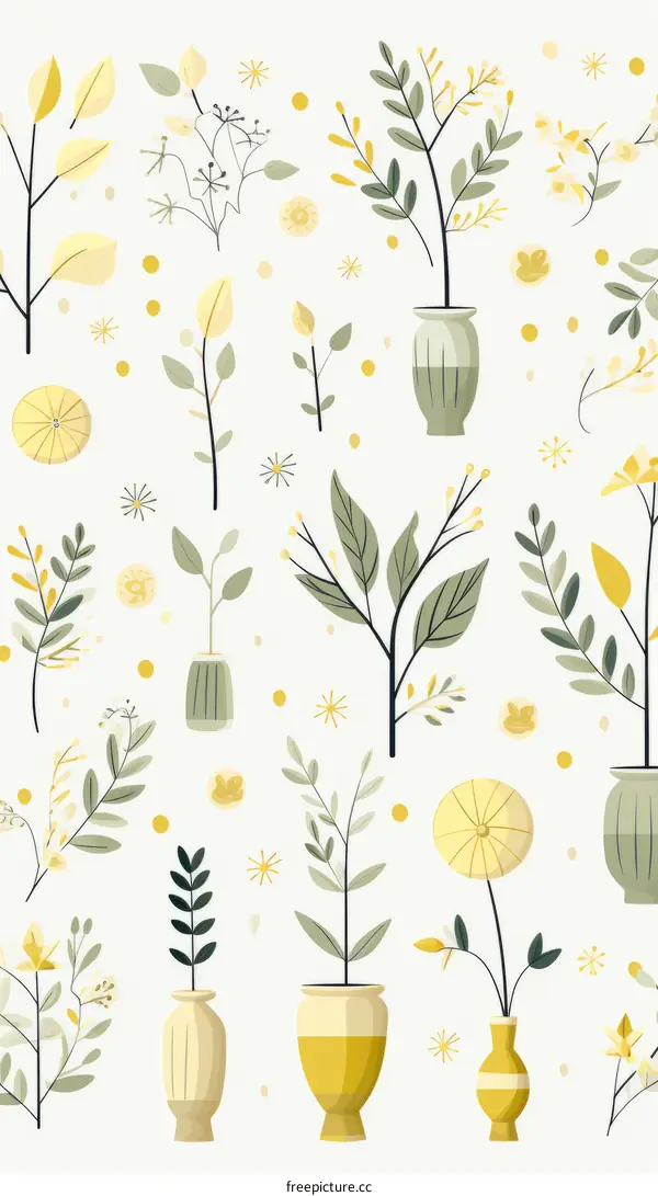 Elegant floral seamless pattern with hand drawn flowers and leaves