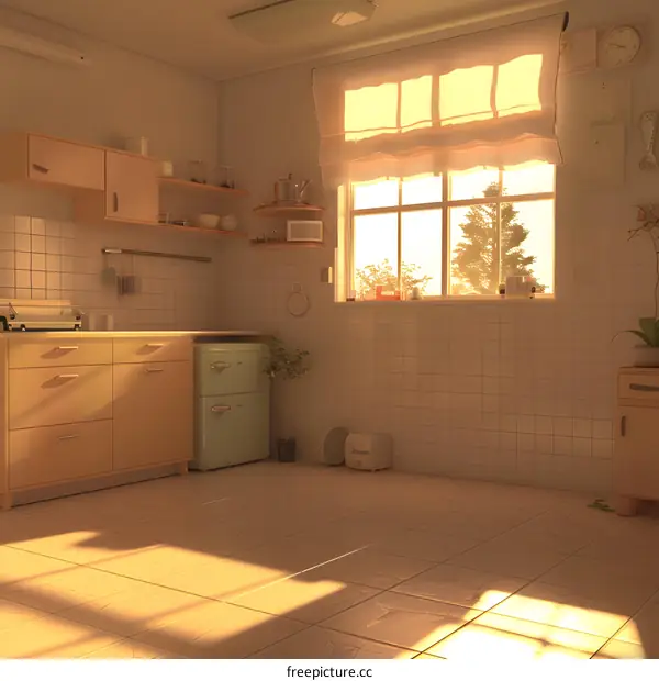 Sunlight Streaming Through Kitchen Window