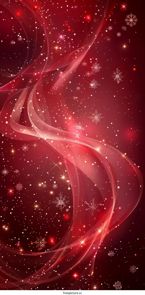 Christmas Red Background with Snowflakes