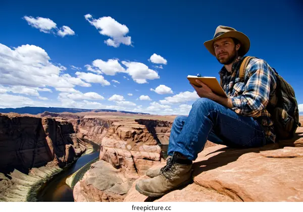 Man observing the Grand Canyon landscape