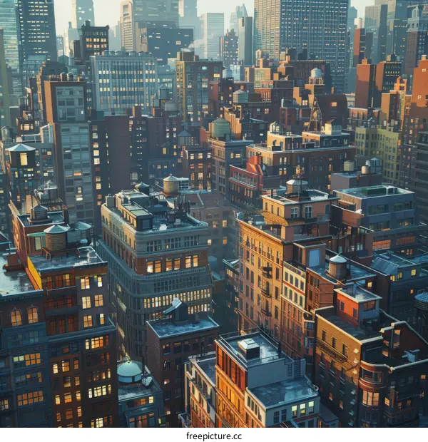 Aerial View of a City Skyline with Many Buildings