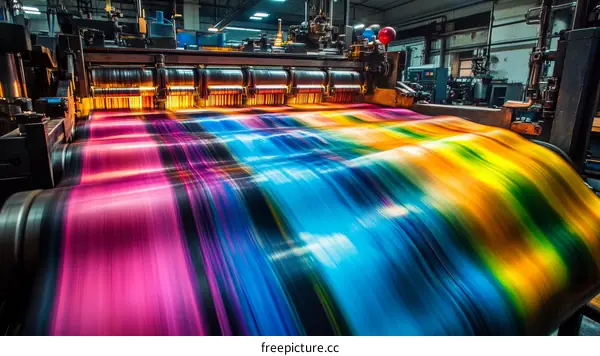 Colorful Printing Machine in Action