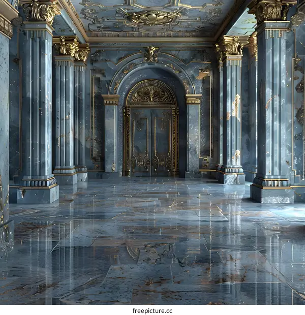Grand Hall Interior with Golden Accents