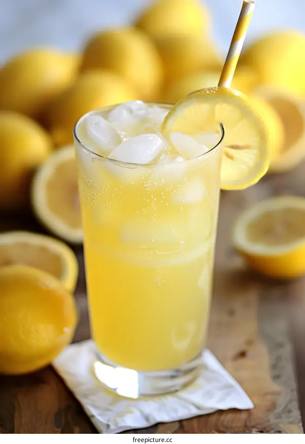 Refreshing Summer Lemon Drink with Ice