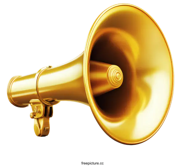 [Transparent Background PNG]Golden Megaphone Illustration for Public Announcement