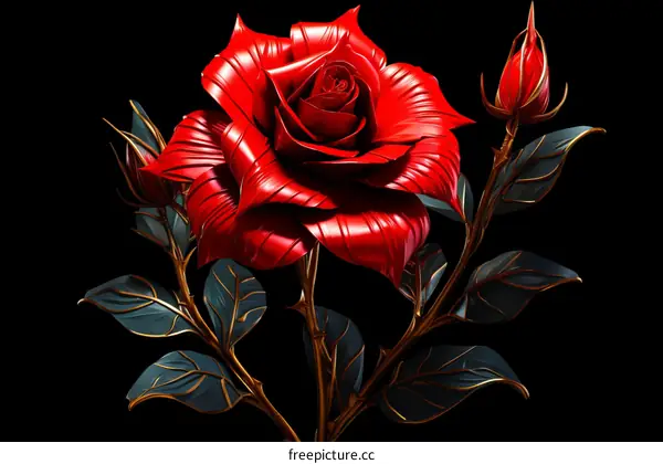 Red rose with black background