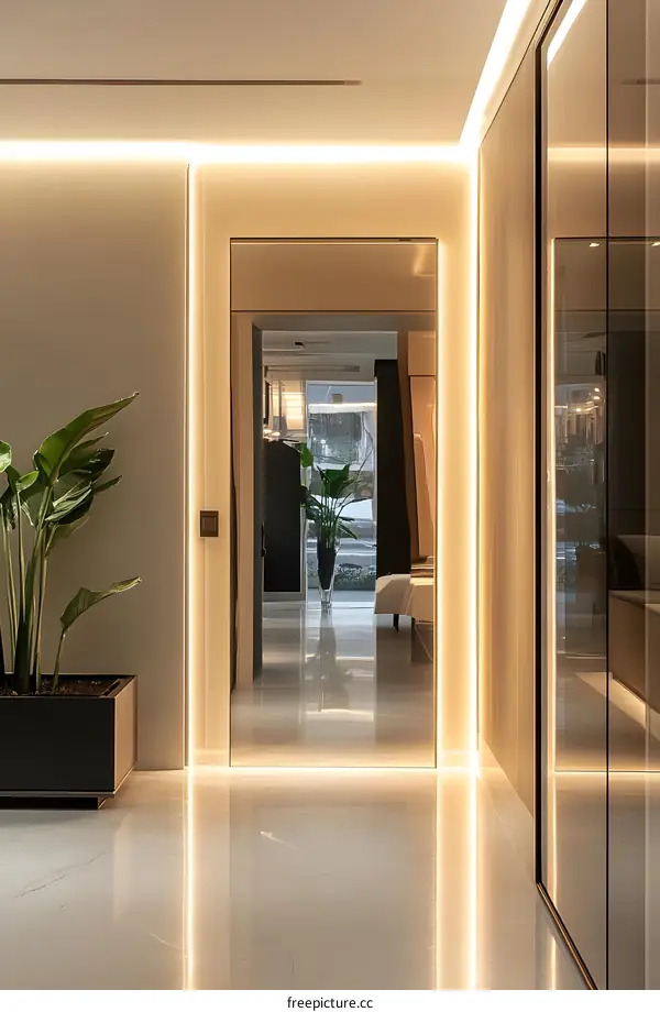 Modern Interior Design with LED Lights and Minimalist Decor