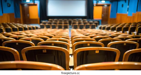 Empty Theater Seats Facing the Screen
