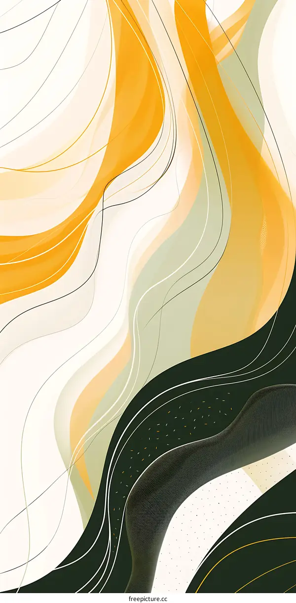 Abstract Background with Yellow and Green Curves