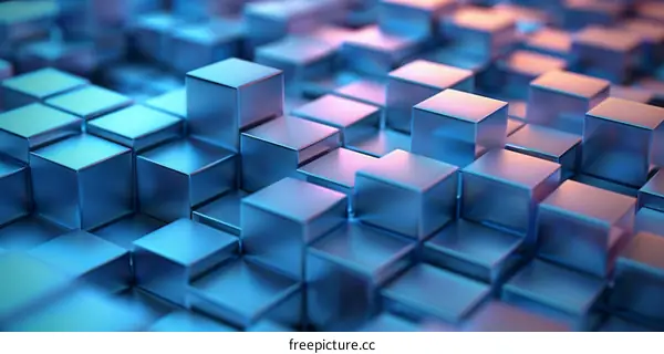 Blue Metallic Cubes 3D Background