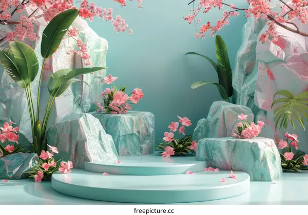 Spring Floral Display Platform Scene