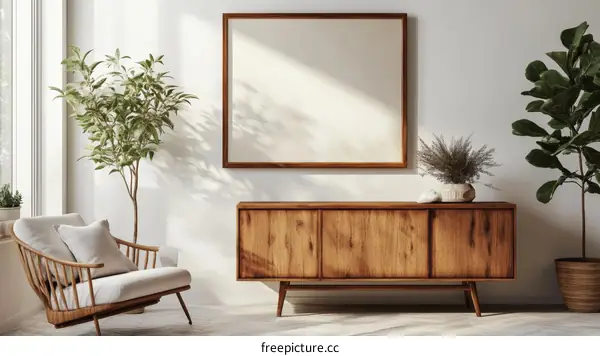 Modern Scandinavian Living Room with Wooden Furniture