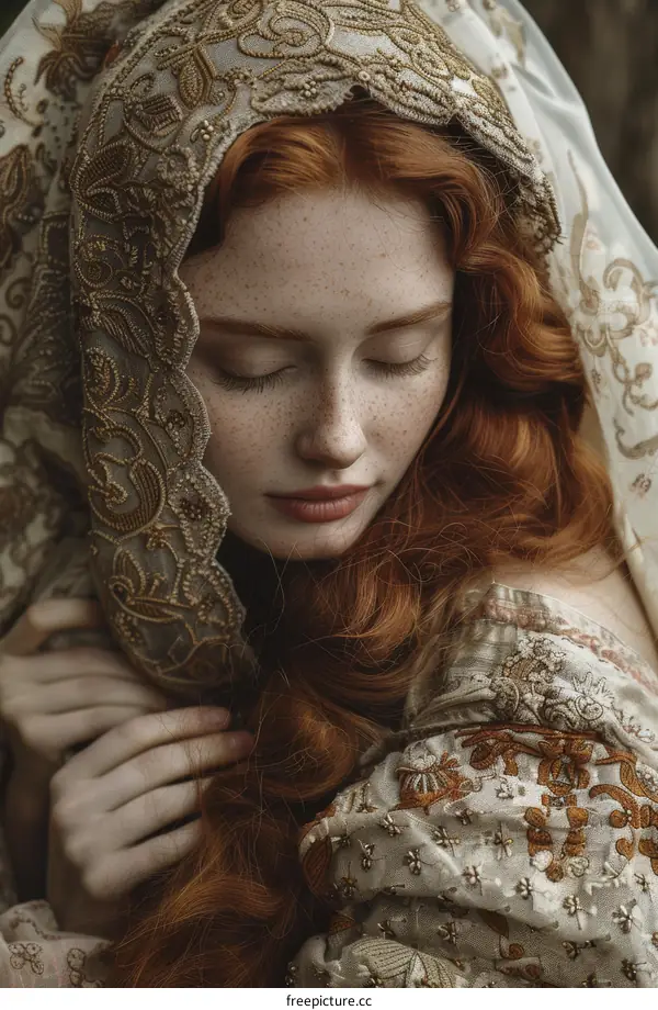 Elegant Woman in Vintage Style Dress