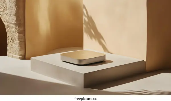 Minimalist Product Photography of a Square Shaped Object on a Platform
