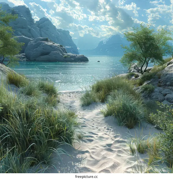 Rocky Beach Path to Tranquil Waters