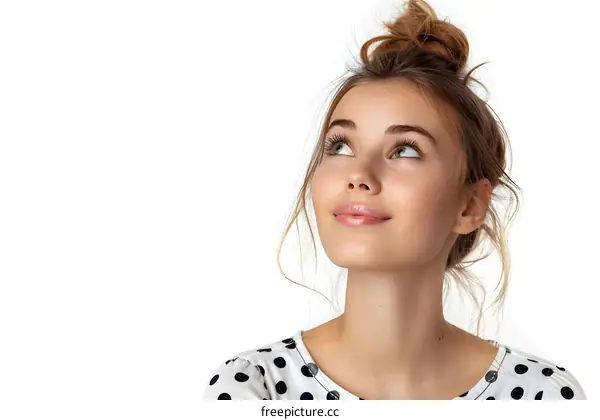 portrait of a beautiful young woman with brown hair and green eyes
