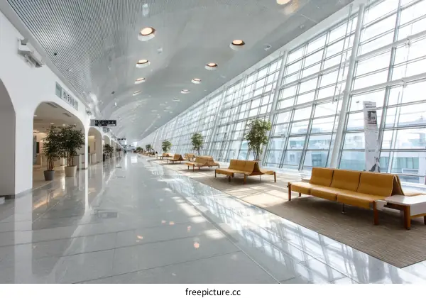 Modern Airport Waiting Area with Natural Light