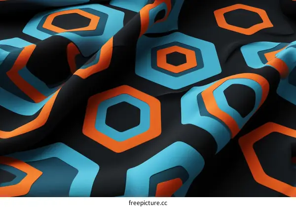 Blue and orange hexagons on a black background