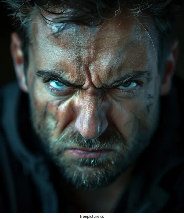 Close-up Angry Man Face Expression