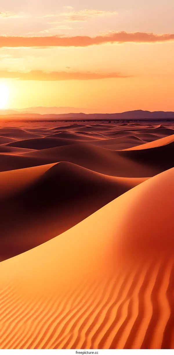 Golden Sunset Over Desert Dunes