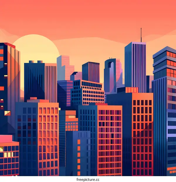 Sunset Over the City Skyline