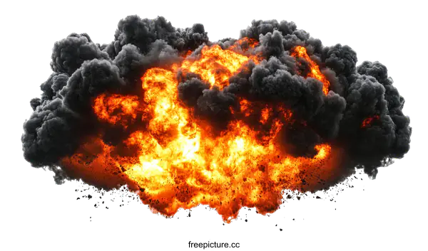 [Transparent Background PNG]Explosion Fire and Smoke Cloud Illustration