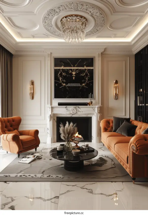 Cozy Fireplace with Mantel and Brick Hearth