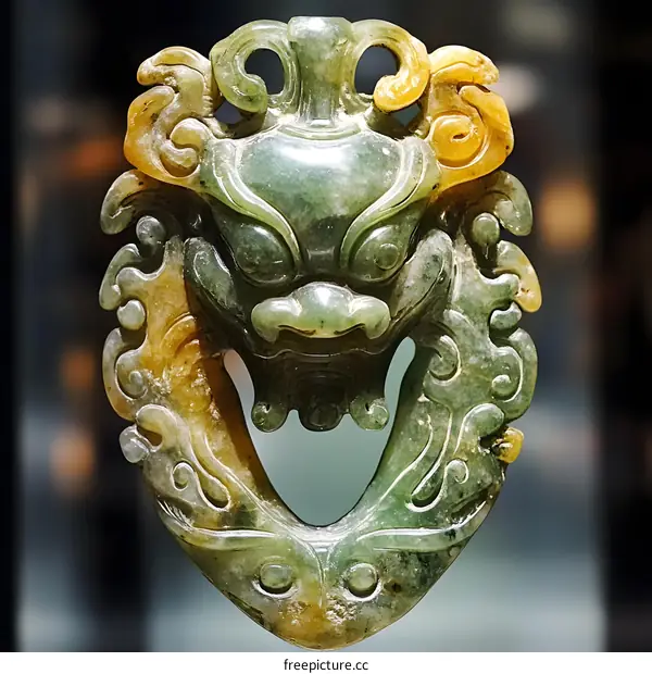 Ancient Chinese Jade Ornament with Dragon Design