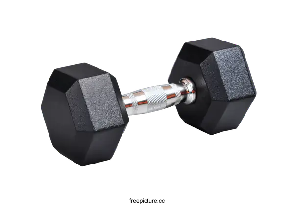 [Transparent Background PNG]Black Hexagon Dumbbell on Gray Background