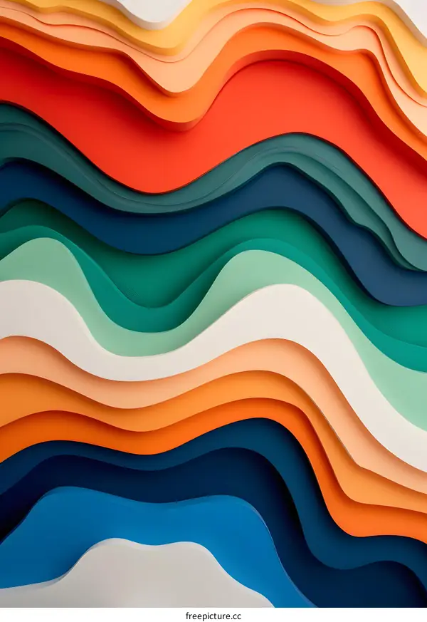 Abstract Colorful Wavy Paper Background