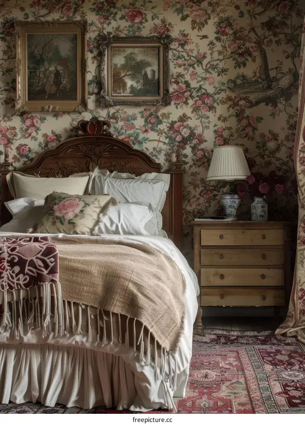 Vintage Floral Bedroom Interior Design