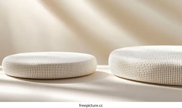 Beige Circular Display Podiums with Subtle Texture