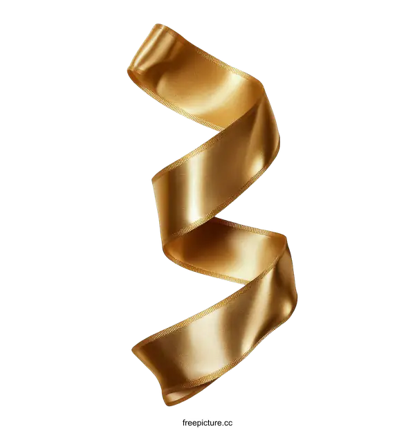 [Transparent Background PNG]Golden Satin Ribbon Swirl Design