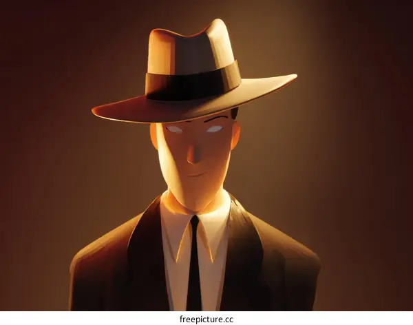 Retro Detective Illustration with Dramatic Lighting