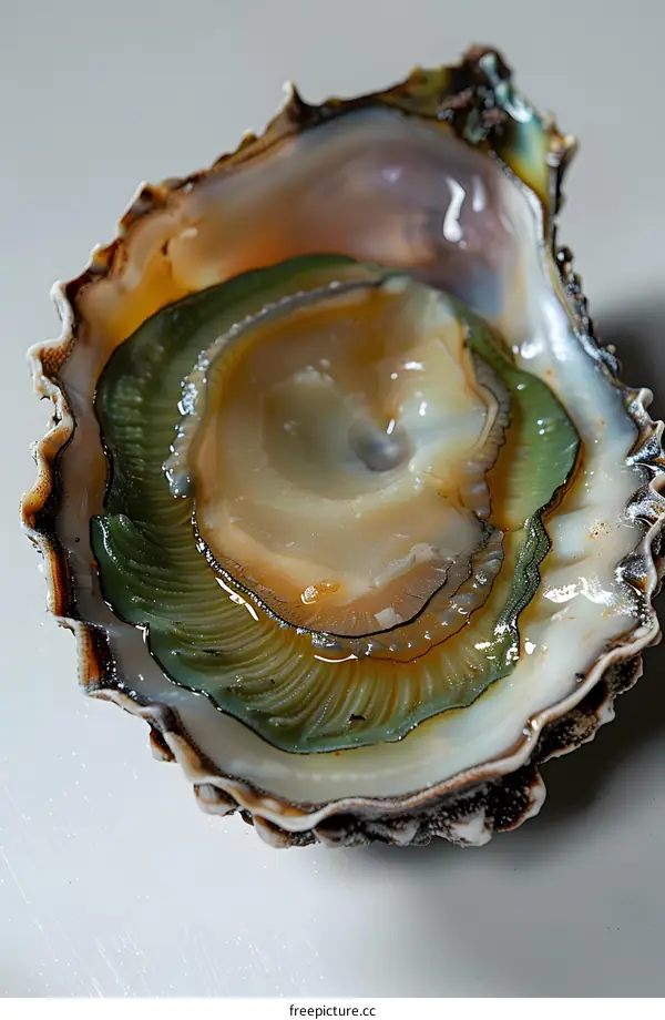 Close up of an Abalone Shell on a White Surface