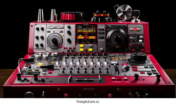 A professional audio mixer with a lot of buttons, knobs, and sliders.