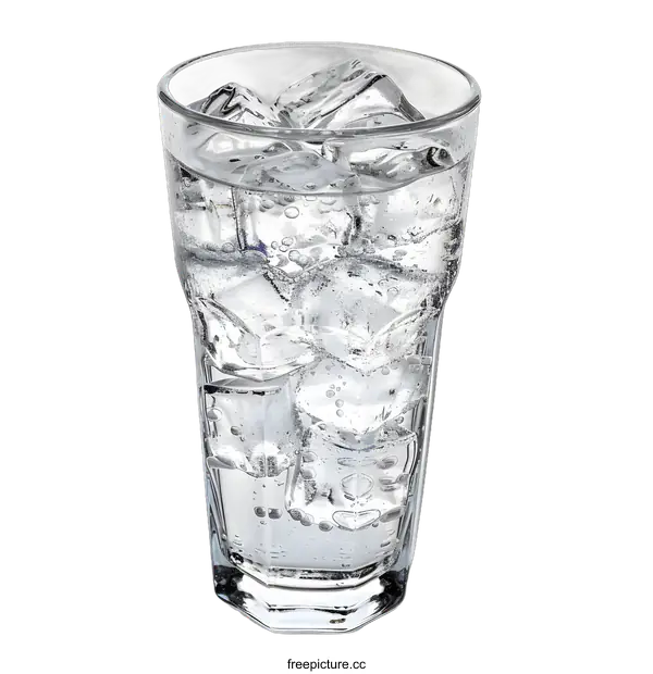 [Transparent Background PNG]Glass of Sparkling Water with Ice Cubes